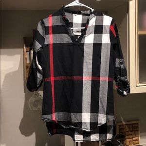 Black white and red plaid pattern